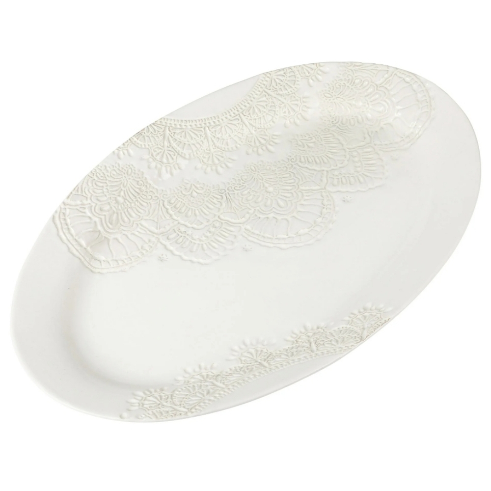 💕 Last One 2025 The Pioneer Woman Vintage Lace  Oval Embossed Serving Platter